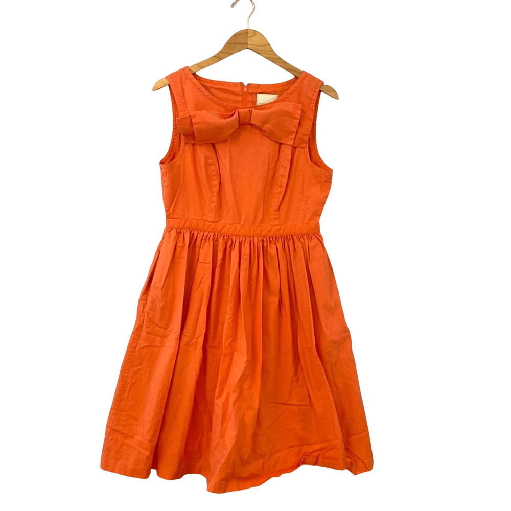 Modcloth Women's Size Large Revel and Relish Coral Orange Retro Bow Sun Dress